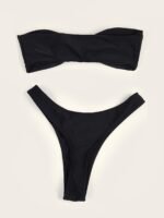 2023 European And American One-Word Collar Swimsuit Bikini With Bandeau And High Waist Separated Women'S Swimwear - Image 2