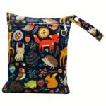 1Pc Black Animals Print 20*25Cm Small Reusable Wet Bag