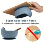 1Set Baby Feeding Bowl And Spoon Set, Silicone Baby Bowl Suction Cup With Wooden Spoon Silicone Suction Base Non Slip Baby First Feeding Kit Gift For Toddler Children Girls Boys, Halloween, Thanksgiving, Christmas Gift - Image 10