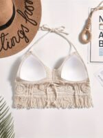 Bohemian Ethno-Style Embroidered Chest Cup Embroidery, Halterneck Small Vest, Suspender Short Backless Openwork Swimsuit Top, Bikini Women'S Swimsuit - Image 3