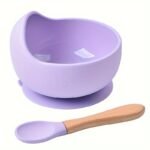 1Set Baby Feeding Bowl And Spoon Set, Silicone Baby Bowl Suction Cup With Wooden Spoon Silicone Suction Base Non Slip Baby First Feeding Kit Gift For Toddler Children Girls Boys, Halloween, Thanksgiving, Christmas Gift - Image 21