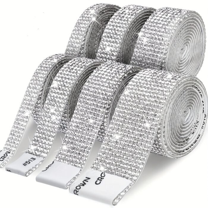 1 Roll Self-Adhesive Rhinestone Striped Sparkling Ribbon Sticker, Craft Jewelry Tape Roll, Used For Diy Arts And Crafts, Wedding Parties, Car Phone Glass Decoration - Image 1