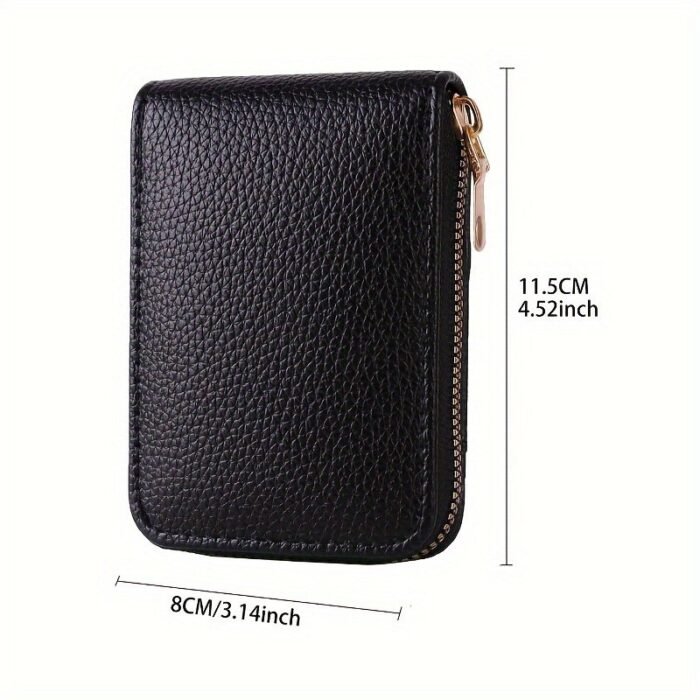 Men'S Pu Leather Casual Card Holder, Zipper Coin Purse - Image 2