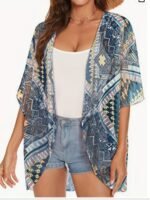 Floral Print Cover Up Cardigan, V Neck Loose Fit Half Sleeves Casual Beach Kimono, Women'S Swimwear & Clothing - Image 5