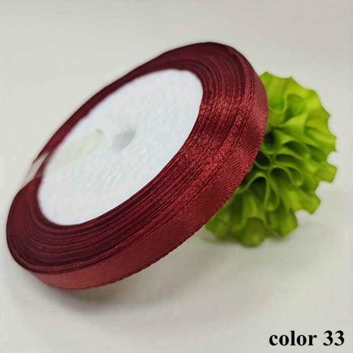 1 Roll 25 Yards 6Mm Wide Satin Ribbon Ribbon Wedding Festival Decoration With Flowers Gift Wrapping With Bow Diy Making - Image 17