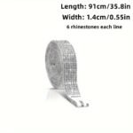 1 Roll Self-Adhesive Rhinestone Striped Sparkling Ribbon Sticker, Craft Jewelry Tape Roll, Used For Diy Arts And Crafts, Wedding Parties, Car Phone Glass Decoration - Image 11