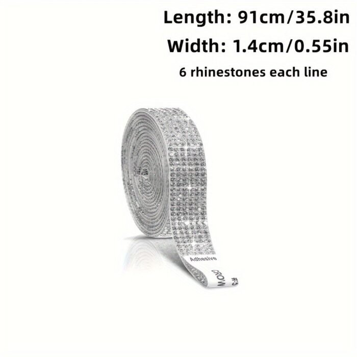 1 Roll Self-Adhesive Rhinestone Striped Sparkling Ribbon Sticker, Craft Jewelry Tape Roll, Used For Diy Arts And Crafts, Wedding Parties, Car Phone Glass Decoration - Image 11