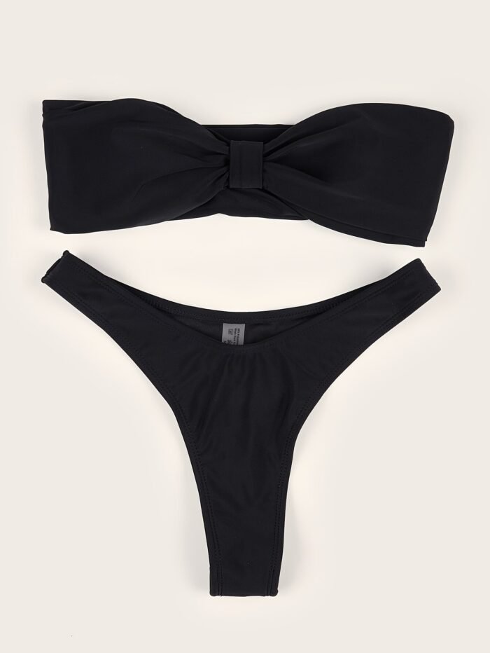 2023 European And American One-Word Collar Swimsuit Bikini With Bandeau And High Waist Separated Women'S Swimwear - Image 5