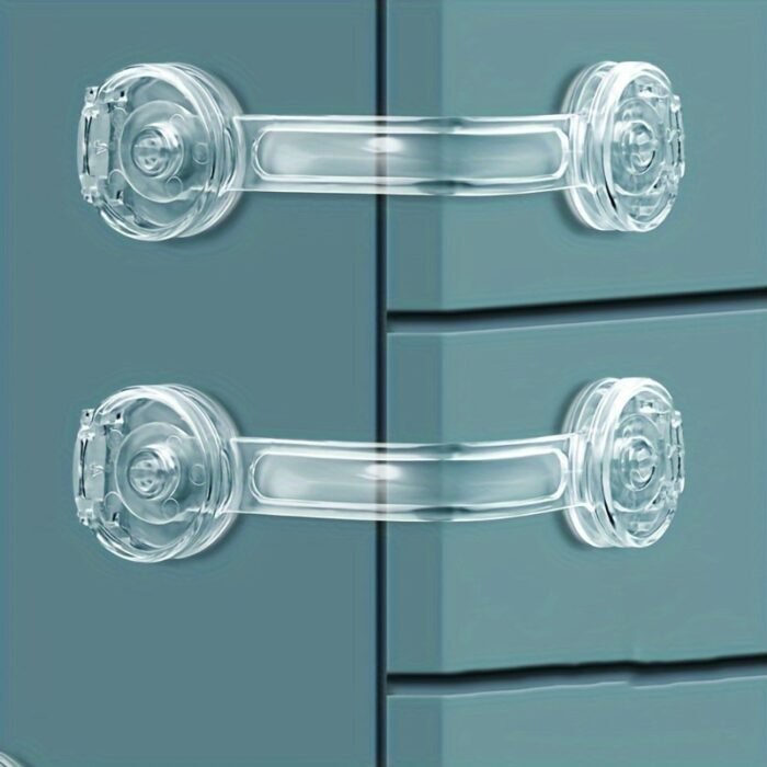 5Pcs Transparent Drawer Safety Locks, Polyethylene, White, Secure Locking Mechanism For Cabinets, Drawers, Toilets, And Refrigerators, Childproofing Essentials | Transparent Lock | Bpafree Material, Drawer Lock - Image 11