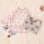 1Pc Long Sleeve Feeding Bibs For 0-3 Years Old - Washable Polyester Burp Cloth With Vibrant Orange & White Pattern, Easy Hook & Loop Closure, Perfect For Messy Meals, Mess-Free Eating | Playful Design | Durable Fabric, Bibs For Little Ones - Image 15