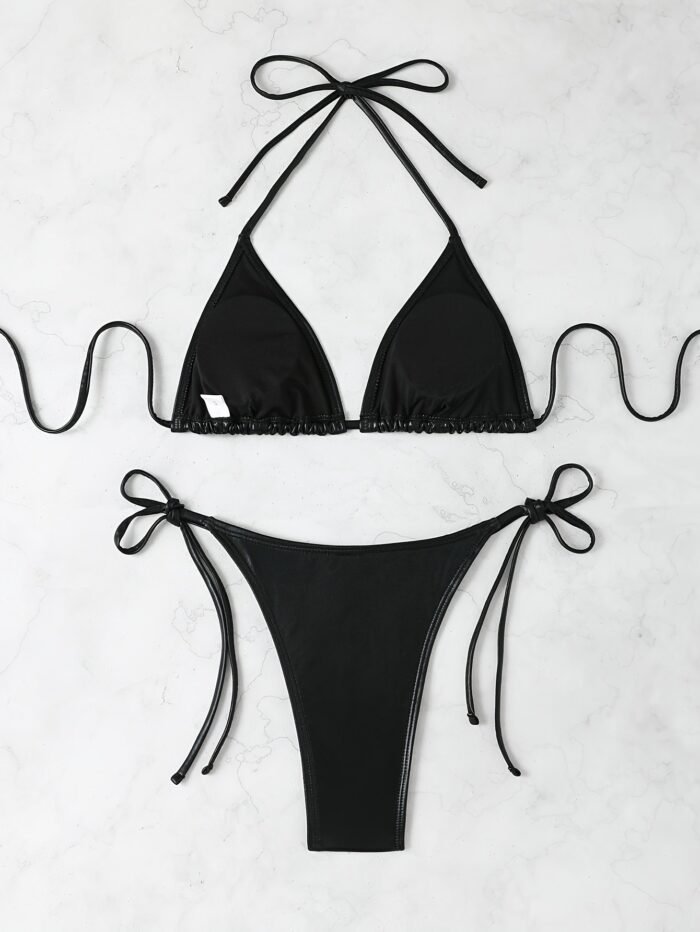 New Sexy Shiny Fabric Split Bikini Swimsuit For Women - Image 8