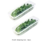 2/3/4Pcs Long Plastic Fresh-Keeping Storage Containers For Vegetables ? Refrigerator Organizer Bins For Cilantro, Green Onions, Mint, And More ? Durable Sealable Kitchen Organization Boxes Without Battery - Image 5