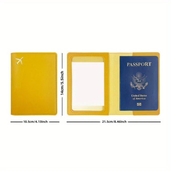 1Pc Thickened Pu Leather Travel Passport Protection Case, Storage Case Document Holder - Image 2