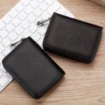 1Pc Men'S Casual Faux Leather Wallet & Business Card Case, Black, Universal, Pu Material, Smooth, Durable, Multi-Purpose, Large Capacity, With Multi-Card Slot, Id Card Bag, Zipper Pocket, Stylish, Safe, Anti-Degaussing, For Daily Use, Travel, Gift - Image 2