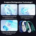 1Pc Portable Mini Neck Fan With Digital Display, Usb Rechargeable, 5-Speed Adjustable, Safe & Comfortable, Plastic, For Office, Sports & Outdoor Use, ?36V, Lithium Battery-18650 Series - Image 10