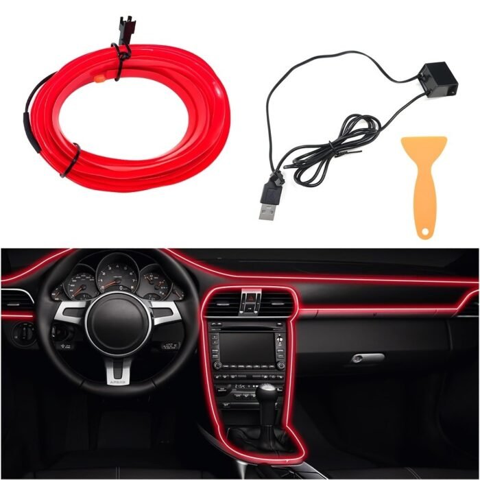 197Inch/5M Car Environment El Wire Led Usb Flexible Neon Interior Lights Assembly Rgb Light For Automotive Decoration Lighting Accessories - Image 5