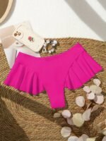 Chic Blue Low-Rise Swim Skirt With Side Ruffle Detail - Stretchy Nylon/Elastane Blend, Machine Washable, Perfect For Poolside Fashion - Image 4
