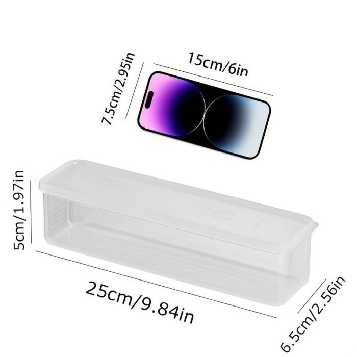 2/6Pcs Long Pp Plastic Vegetable Storage Containers - Durable Airtight Kitchen Organizer For Cilantro, Green Onions, Mint & More - Refrigerator Replacement Bins, Appliance-Friendly Food Savers - Image 10