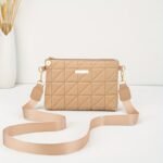 2025 New Women'S Fashion Quilted Chevron Crossbody Bag - With Adjustable & Detachable Strap, Golden-Tone Hardware, Zipper Closure, Khaki/White/Black, Crossbody Purse, Versatile Travel Purse, Modern Accessory, Durable Polyester Lining, Everyday Handbag, Stylish Handbag, Highquality Stitching, Compact Handbag, Daily Essentials - Image 6