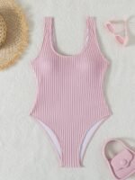 New Style Solid Color Conservative U-Neck Women'S Fashionable One-Piece Swimsuit