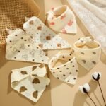 6-Pack Cotton Muslin Baby Bibs With Snap Closure, Soft Absorbent Saliva Cloths, Non-Waterproof Woven Fabric, Wheat Color - Ideal For Home And Travel Use - Image 3
