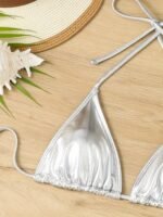 New Sexy Shiny Fabric Split Bikini Swimsuit For Women - Image 10