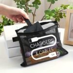Large Capacity Nylon Makeup Bag With Charger Cable Print - Portable Travel Toiletry Organizer, Ins-Style Layered Cosmetic Pouch For Daily Storage, Portable Organizer|Layered Design|Durable Zipper Closure, Travel Cosmetic Bag - Image 4