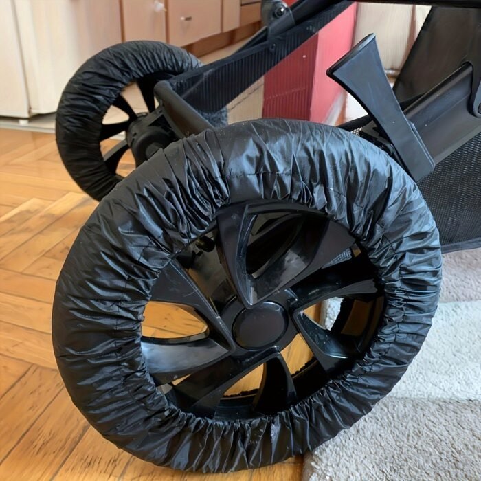 4Pcs Youngsters Stroller Wheel Covers - Durable Polyester, Easy-Clean Dustproof & Scratch-Resistant For Indoor/Outdoor Use - Ideal Thanksgiving & Christmas Gift For Parents, Stroller Accessories, Outdoor Travel Gear, Protective Carriage Accessory, Scratchresistant Material - Image 1