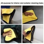 Ultra-Soft Double-Layer Thick Coral Fleece Car Wash Towel - Highly Absorbent, Lint-Free, Yellow & Gray With "Soft" & "No Harm To Car Paint" Messages, Ideal For Auto Detailing & Cleaning - Image 5