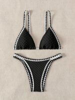 Contrast Trim Whip Stitching Textured Fabric 2 Piece Set Bikini Swimsuits, Women'S Swimwear & Clothing - Image 10
