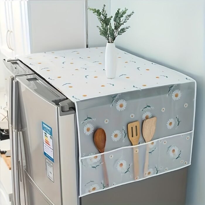 1Pc Multifunctional Drying Dust Cover With Side Pocket - Water And Oil Resistant, Easy To Clean, White Plastic, Simple Pattern, Effective Dust Control, Storage Bag, Easy To Clean Large Storage Capacity Replacement Parts For Dryer - Image 6