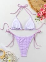 New Multi-Color Bikini 2024 Summer Tie-Up Halter Neck Sexy Triangle Swimsuit For Women - Image 6