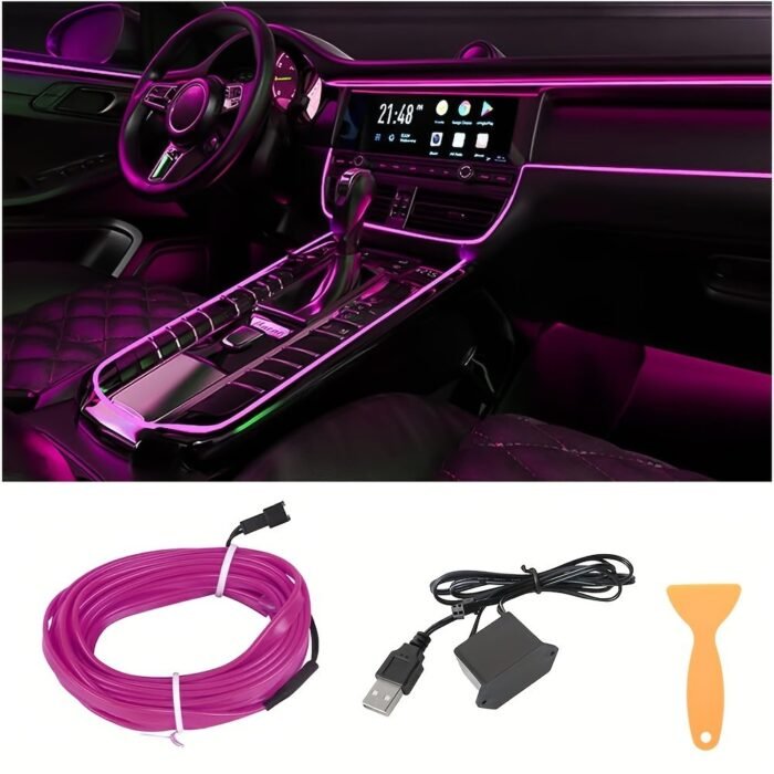 197Inch/5M Car Environment El Wire Led Usb Flexible Neon Interior Lights Assembly Rgb Light For Automotive Decoration Lighting Accessories - Image 11