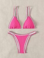 Contrast Trim Whip Stitching Textured Fabric 2 Piece Set Bikini Swimsuits, Women'S Swimwear & Clothing - Image 7