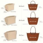 1Pc Felt Insert Bag Organizer, Portable, Casual Style, Fabric Soft Smooth Felt, Large Capacity With Multiple Pockets, Durable Metal Zipper, With Random Printing, For Women'S Tote Handbag, Cosmetic Travel Purse - Image 7