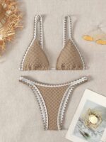 Contrast Trim Whip Stitching Textured Fabric 2 Piece Set Bikini Swimsuits, Women'S Swimwear & Clothing - Image 5