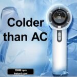 1Pc Rechargeable Handheld Turbo Fan - Portable Usb Rechargeable Fan With 13000 Rpm High-Speed Adjustable 100 Speeds, Compact Face Cooling For Indoor/Outdoor Use, Includes Free Lanyard, Sleek Handheld Cooler - Image 8