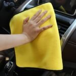 Ultra-Soft Double-Layer Thick Coral Fleece Car Wash Towel - Highly Absorbent, Lint-Free, Yellow & Gray With "Soft" & "No Harm To Car Paint" Messages, Ideal For Auto Detailing & Cleaning - Image 3