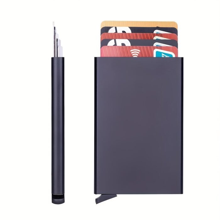 1 Men'S Aluminum Card Holder Id Rfid Credit Card Holder Automatic Pop-Up Bank Card Case Smart Detachable Mini Card Holder Holiday Gift Dad Daily Use Valentine'S Day Gift - Image 3