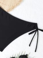 Chic Women'S Bikini Bottoms - High-Cut, Tie-Side Swimwear With Solid Color Design, Stretchy Polyester Blend, Machine Washable - Image 5