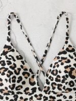 Chic Leopard Print Bikini Top For Women - High Stretch, Cross-Back Design, Machine Washable - Image 7