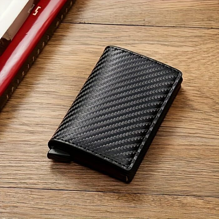 1 Ultra-Thin Rfid-Blocking Men'S Wallet - Business-Style Aluminum Alloy Card Holder With Safe Black Faux Leather, Lightweight Multi-Functional Coin Purse For Travel, Camping & Daily Use - Image 4
