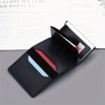 1 Ultra-Thin Rfid-Blocking Men'S Wallet - Business-Style Aluminum Alloy Card Holder With Safe Black Faux Leather, Lightweight Multi-Functional Coin Purse For Travel, Camping & Daily Use - Image 2