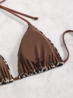 Leopard Print Triangle Halter Tie Strap Backless Sexy Bikini Top, Women'S Swimwear & Clothing - Image 5