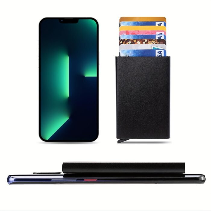 1 Men'S Aluminum Card Holder Id Rfid Credit Card Holder Automatic Pop-Up Bank Card Case Smart Detachable Mini Card Holder Holiday Gift Dad Daily Use Valentine'S Day Gift - Image 4
