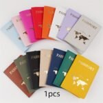 1Pc Stylish Synthetic Leather Passport Holder - Lightweight, Anti-Theft & Durable Travel Wallet With Golden Foil Design In Assorted Colors (Pink, Orange, White, Purple, Blue, Green, Black, Brown) For Flight, Travel & Vacation, Passport Protection | Minimalist Design | Lightweight Holder, Passport Holder