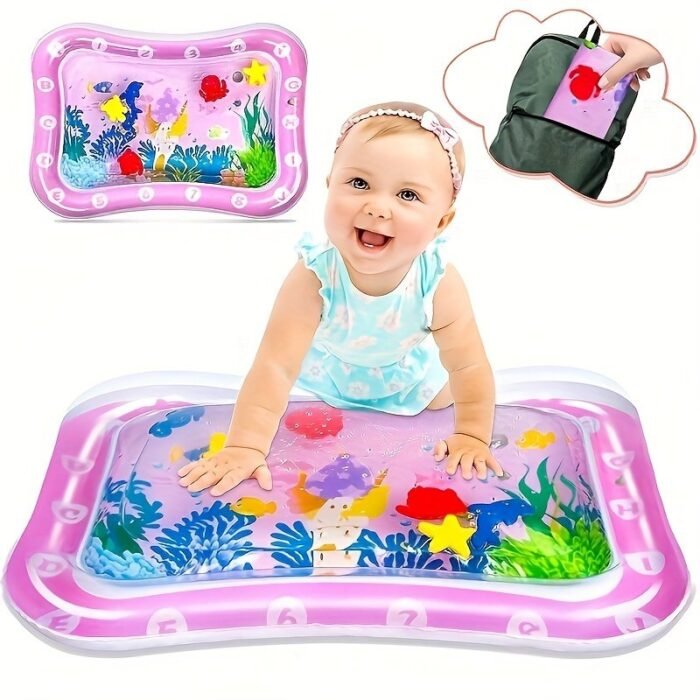 Infinno Inflatable Tummy Time Mat - Premium Water Play Mat For Youngsters & Toddlers, Pink, 3-24 Months, Strengthen Muscles, Portable With Durable Pe Material, Perfect For Sensory Development & Playtime, Sensory Play Mat|Playful Design|Pe Material Mat - Image 1