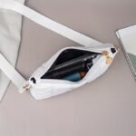2025 New Women'S Fashion Quilted Chevron Crossbody Bag - With Adjustable & Detachable Strap, Golden-Tone Hardware, Zipper Closure, Khaki/White/Black, Crossbody Purse, Versatile Travel Purse, Modern Accessory, Durable Polyester Lining, Everyday Handbag, Stylish Handbag, Highquality Stitching, Compact Handbag, Daily Essentials - Image 5