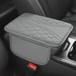 1Pc Pu Leather Car Armrest Pad With Storage Bag - Comfortable Elbow Rest, Stylish Stitch Design, Universal Fit For All Vehicles