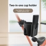 2-In-1 Stroller Cup Holder With Phone Mount, Bottle & Water Cup Rack For Trolley And Bicycle, Durable Abs Material, Black, Secure Dual-Function Design For Parents On The Go - Image 4